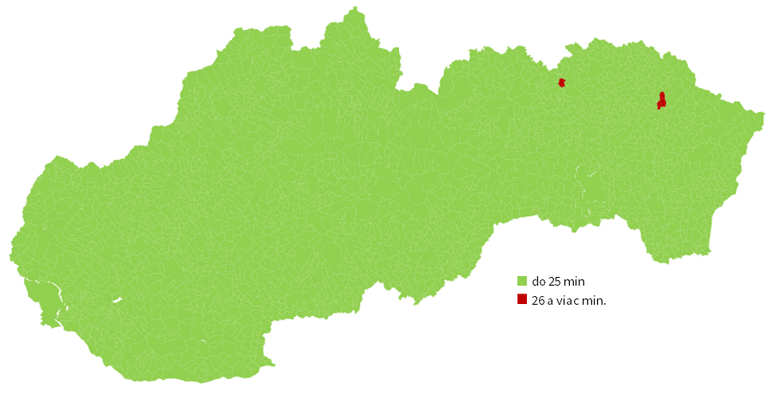 Mapa miestnej dostupnosti poskytovateľov všeobecnej ambulantnej starostlivosti pre deti a dorast